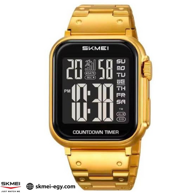 ساعات سكيمي 2447 رقمية رياضية فاخرة مقاومة للماء من الفولاذ المقاوم للصدأ مقاومة للصدمات ذهبي&أسود