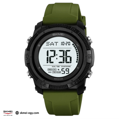 ساعة سكيمي 2449 اللون الزيتي رقمية رياضية متعددة الوظائف مقاومة الماء