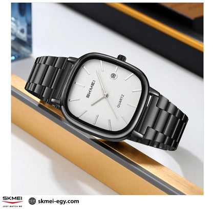 ساعة سكمي 2551 عقارب كلاسيكية للجنسين بتصميم أنيق أسود &أبيض