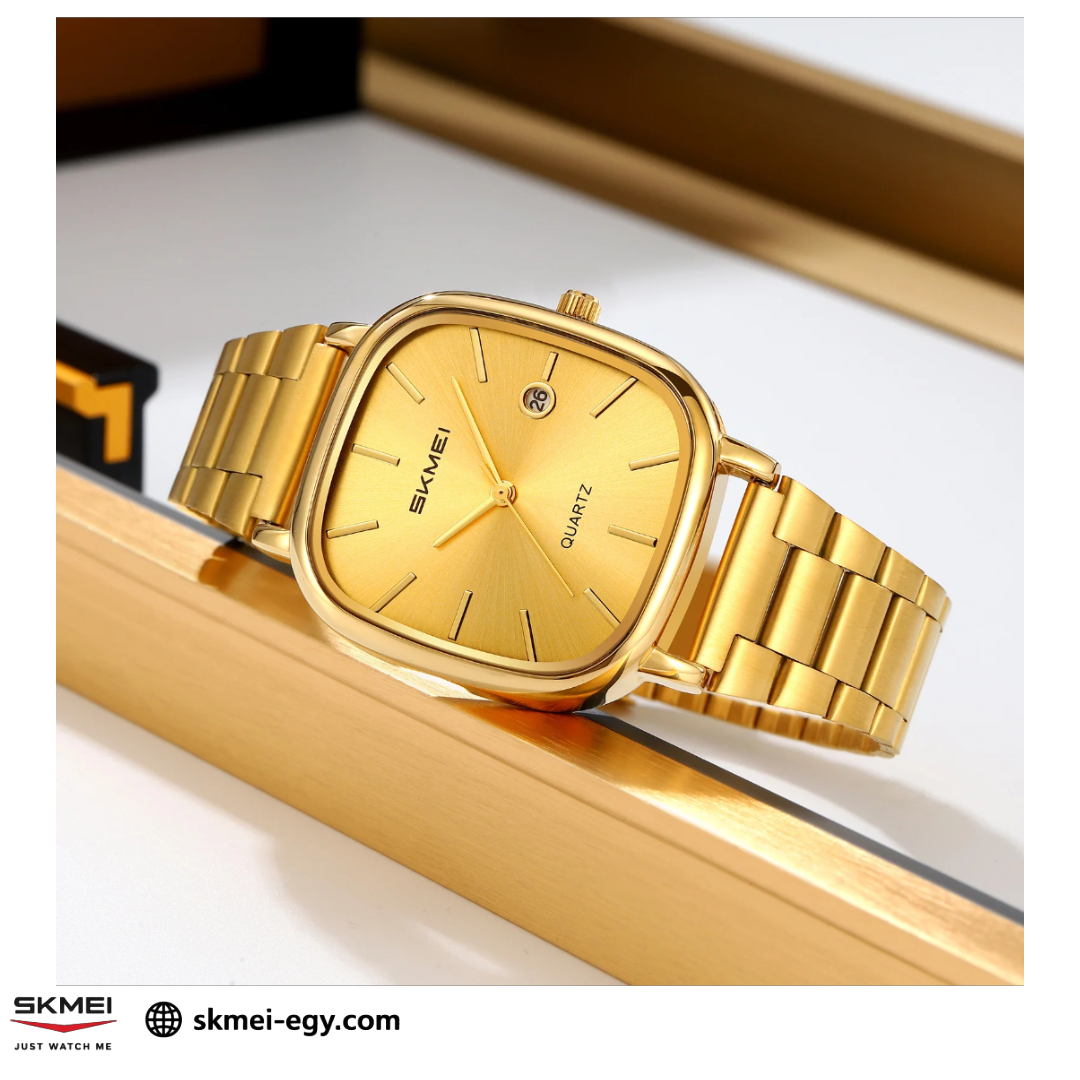 ساعة سكمي  2551 عقارب كلاسيكية للجنسين بتصميم أنيق ذهبي
