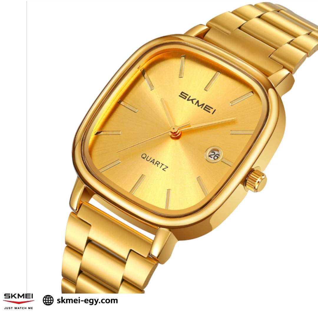 ساعة سكمي  2551 عقارب كلاسيكية للجنسين بتصميم أنيق ذهبي