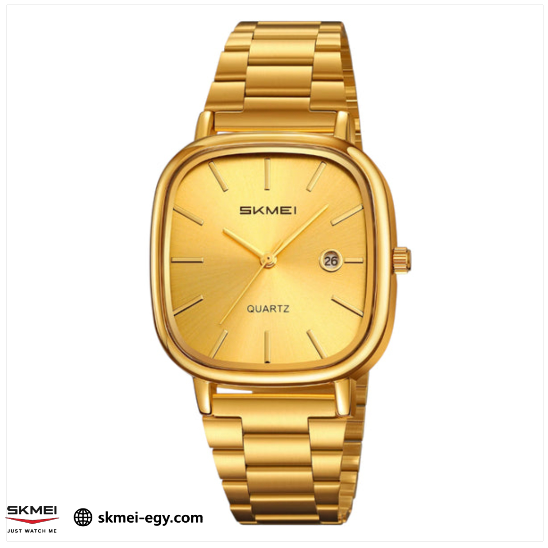 ساعة سكمي  2551 عقارب كلاسيكية للجنسين بتصميم أنيق ذهبي