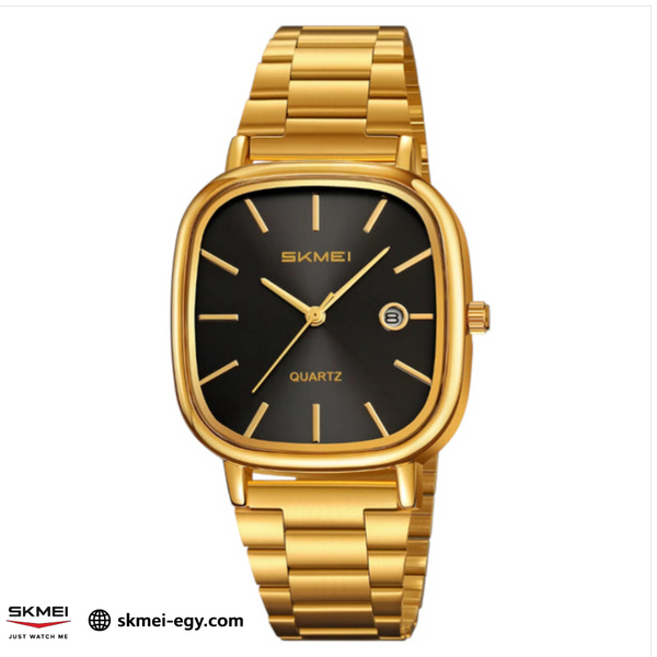 Skmei 2551 Classic Analog Unisex Watch with an Elegant Gold Design and Black Dial