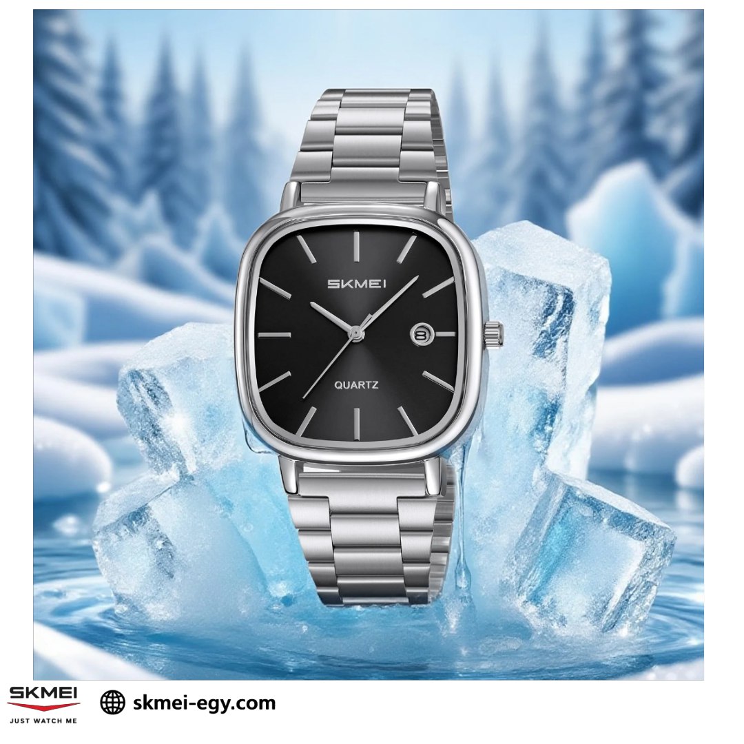 ساعه سكمي 2551 عقارب كلاسكيه بتصميم انيق مناسبه للجنسين فضي&أسود
