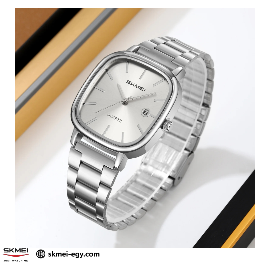 ساعة سكمي 2551  عقارب كلاسيكية للجنسين بتصميم أنيق فضي&أبيض