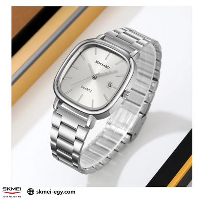 ساعة سكمي 2551  عقارب كلاسيكية للجنسين بتصميم أنيق فضي&أبيض