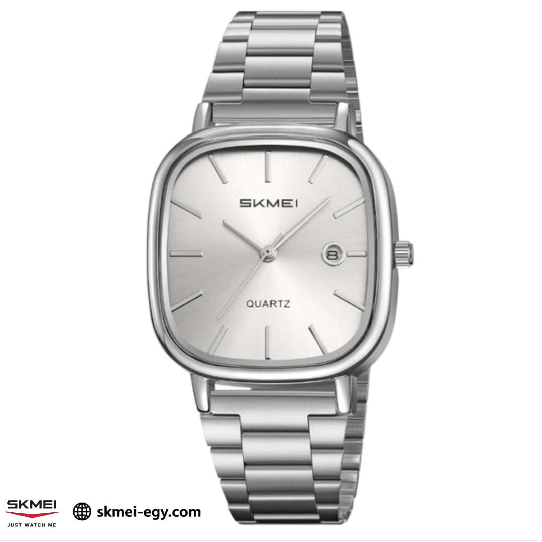 ساعة سكمي 2551  عقارب كلاسيكية للجنسين بتصميم أنيق فضي&أبيض