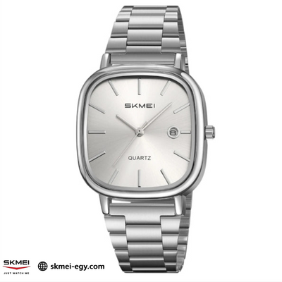 ساعة سكمي 2551  عقارب كلاسيكية للجنسين بتصميم أنيق فضي&أبيض
