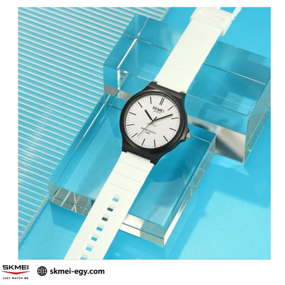 ساعة سكيمي 2108 عقارب بتصميم كلاسيكي بسيط للجنسين أبيض 